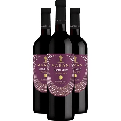 Marani Alazani Valley červené polosladké víno 11,5% 3 x 750 ml (čistá fľaša)