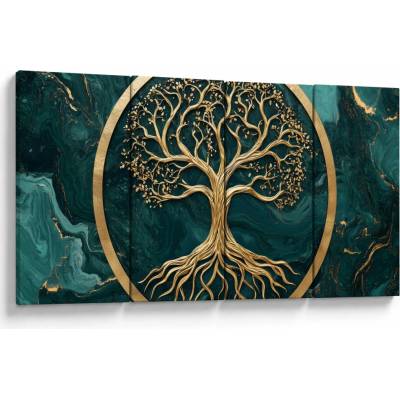 Obraz – Zlatý strom života v mramore, štvordielne 160x80 cm