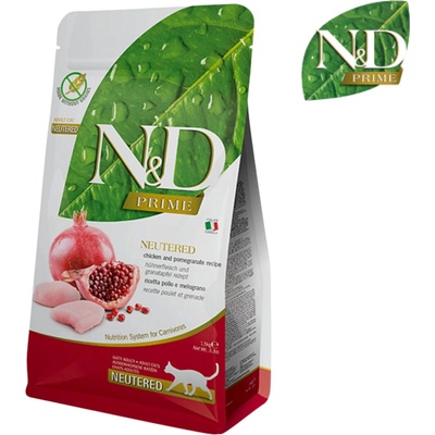 N&D Prime Cat Adult Neutered Grain Free Chicken & Pomegranate 1,5 kg