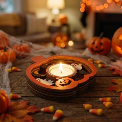 Halloweenska dekorácia držiak na čajovú sviečku