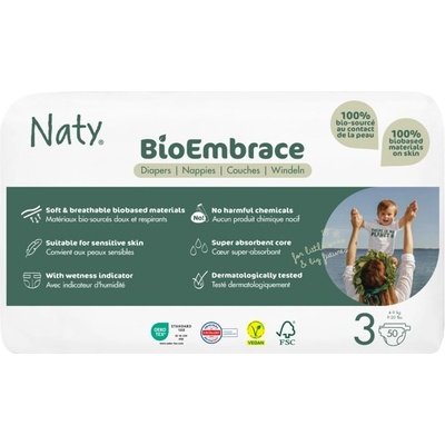 Naty BioEmbrace Midi 4-9 kg 50 ks
