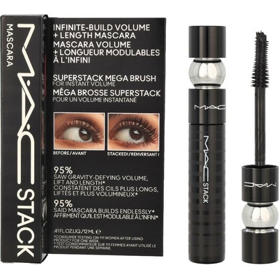 MAC Cosmetics M·A·CStack Mascara Superstack Mega Brush objemová a predlžujúca riasenka Black 12 ml