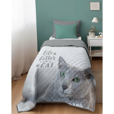 Detexpol přehoz na postel Kočka grey 170 x 210 cm