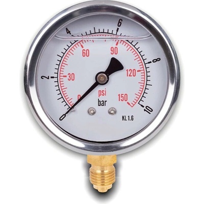 ITALTECNICA Nerezový glycerínový manometer 10 bar so spodným pripojením