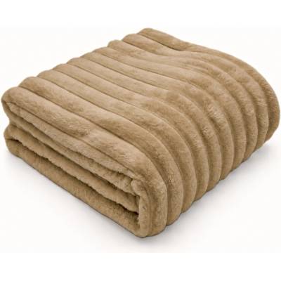TiaHome Mikroplyšová deka Stripe béžová 150x200