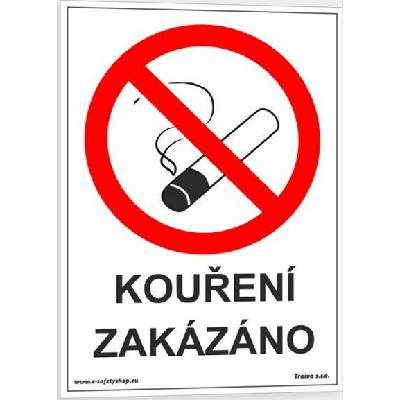 Traiva s.r.o Kouření zakázáno Verze: Plast 210 x 297 mm (A4) tl. 0.5 mm - Kód: 02175