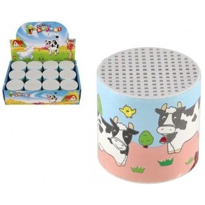 Teddies Plechovka zvuk krávy plast 6x6cm