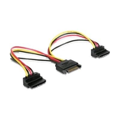 Kabel SATA napájecí na 2x SATA 90°, rozdvojka,15cm