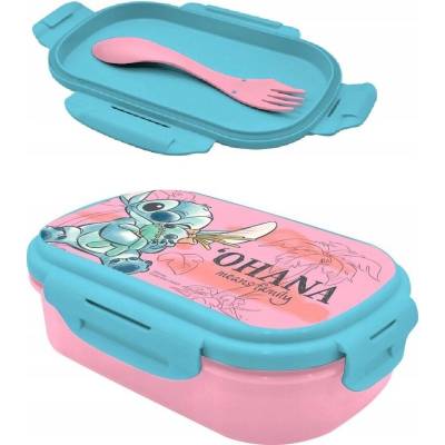 Lilo a Stitch Svačinový box Disney Stitch s vidličkou růžový