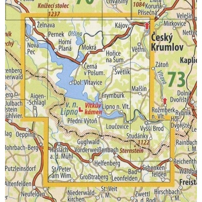 KČT 67 Šumava - Lipno - nástěnná turistická mapa 60 x 90 cm Varianta: mapa v dřevěném rámu, Provedení: Ticiago šedý