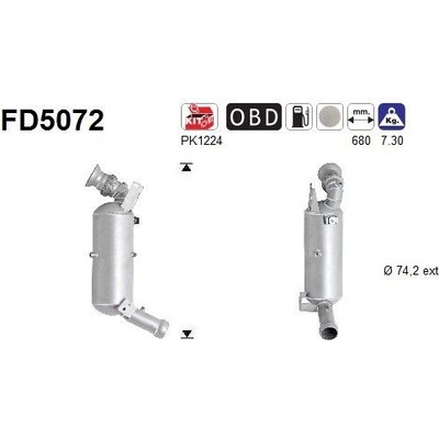 Filter sadzí pevných častíc výfukového systému AS FD5072