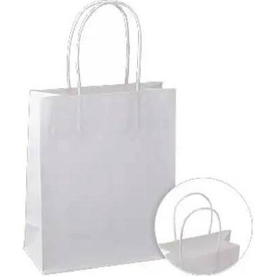 Papierová taška s krúteným uchom 180x80x220 mm, 300 ks/bal, biela KRPA ZT18008022003