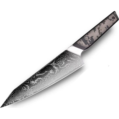 IZMAEL Damaškový kuchynský nôž Takeno Kiritsuke/Čierna/Sivá 21 cm