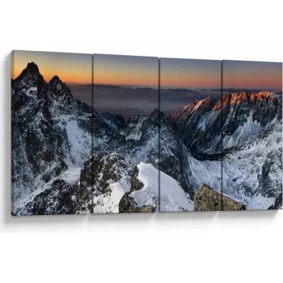 Obraz - Východ slnka v horách, štvordielne 160x80 cm