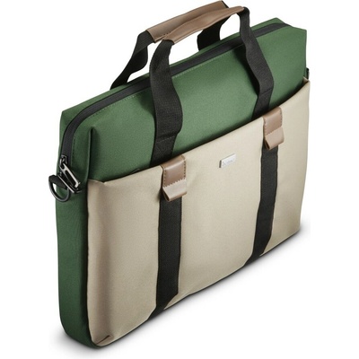 Hama Silvan, brašna na notebook, pro 34-36 cm (13,3-14,1"), recyklovaný polyester, béžová/zelená; 222061