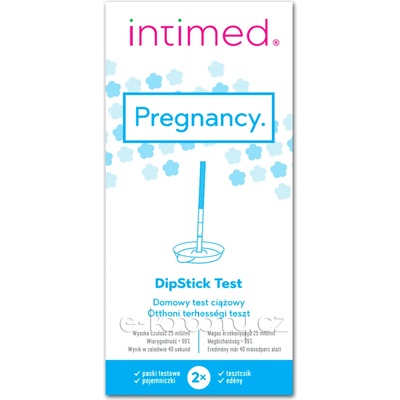 IntiMed Pregnancy hCG DipStick tehotenský test pre domáce použitie 2 testovacie prúžky