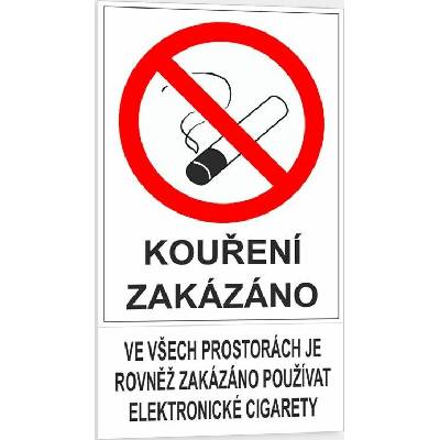 Traiva s.r.o Zákaz kouření elektronických cigaret ve všech prostorách Verze: Samolepka 234 x 420 mm tl. 0.1 mm - Kód: 15230