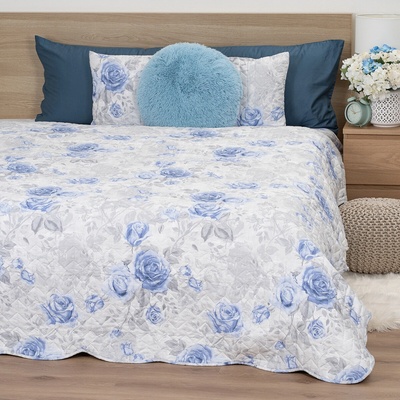 4Home Prehoz na posteľ Roses in blue, 220x240 2x40x40