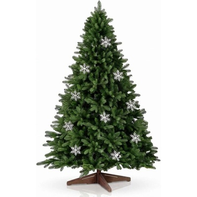 Juskys Umelý vianočný stromček 220cm s vločkami a dreveným stojanom