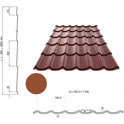 Ruukki Monterrey TS39-350-1100W 30 Polyester RR 750 Cihlová
