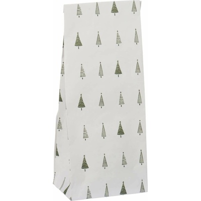 Ib Laursen Papírový sáček Green Christmas Trees 22,5 cm – set 5 ks, zelená barva, papír