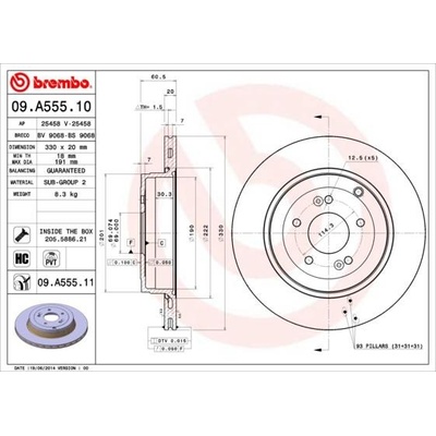 BREMBO Brzdový kotúč vetraný Ø330mm 09.A555.11