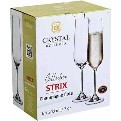 Crystal Bohemia STRIX sklenice na šampaňské 6 x 200 ml