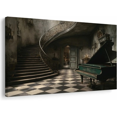 Obraz starožitné piano v tajemném sídle - 90x60