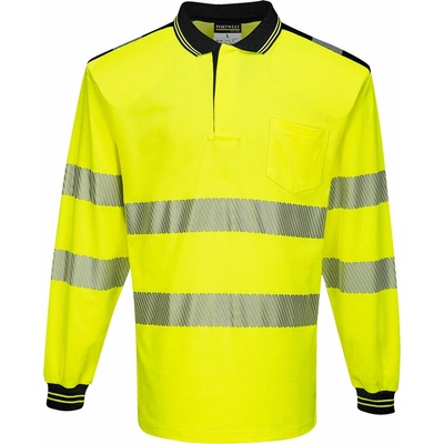 Portwest T184 PW3 Hi-Vis Polo tričko L/S Žltá/Čierna XXXL
