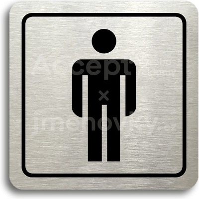 ACCEPT Piktogram WC muži - stříbrná tabulka - černý tisk