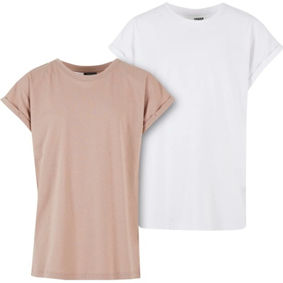 Urban Classics tričko Extended Shoulder Tee 2 Pack bílé+růžové