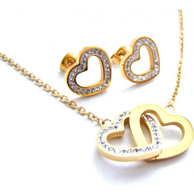 Steel Jewelry set náhrdelník a náušnice srdce gold z chirurgické oceli SET180482 – Hledejceny.cz