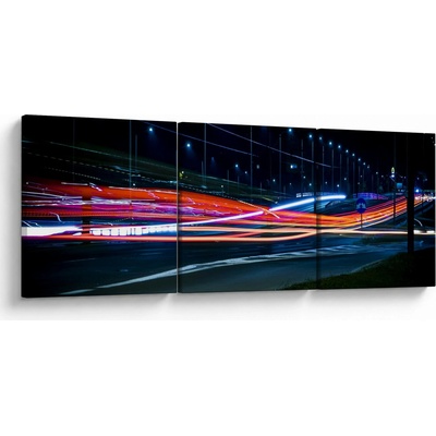 Obraz nočného mesta, trojdielne 90x30 cm