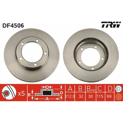 TRW Brzdový kotúč DF4506 sada 2 ks