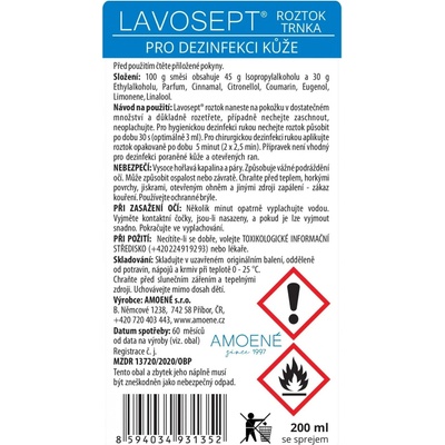 Lavosept dezinfekční roztok na ruce a kůži spray s vůní trnky 200 ml