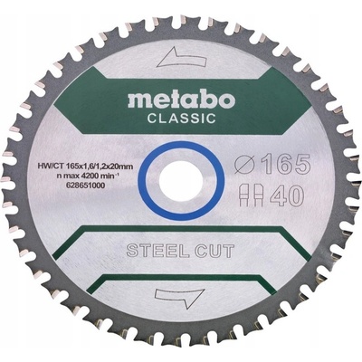 METABO KOTOUČOVÁ PILA 165X20MM 40Z KOTOUČ PRO SENDVIČOVÉ PANELY S PLECHEM