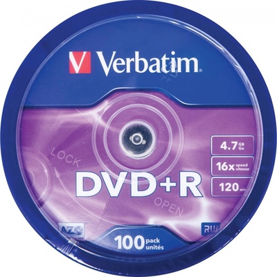 Verbatim DVD+R 4,7GB 16x, spindle, 100ks (43551)