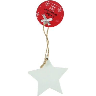 Textilomanie Keramická vianočná ozdoba CLAY STAR 8 cm, biela
