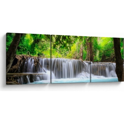 Obraz - modrý vodopád, trojdielne 90x30 cm