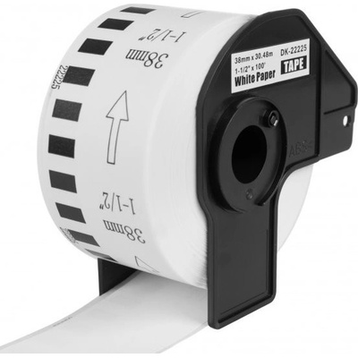 Páska PrintLine kompatibilní s Brother DK-22225 Páska, pro tiskárny štítků, kompatibilní s Brother DK-22225, pro Brother QL, papírová role, 38mm x 30,48m, bílá PLLB18