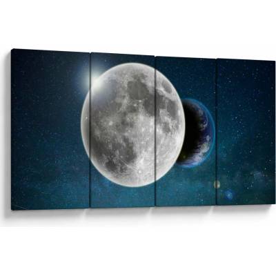 Obraz - Zem v zákryte Mesiaca, štvordielne 160x80 cm