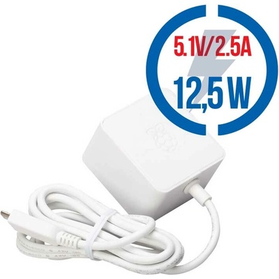 RASPBERRY USB adaptér pre Raspberry Pi 2,5A biely