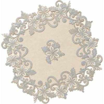 Impol Trade Vinylové prostírání 37cm ornamenty stříbrné