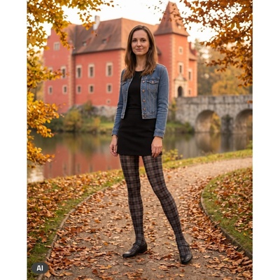 Lady B vzorované punčochové kalhoty Sara 20/40 DEN kostka