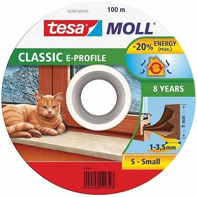 Tesnenie tesamoll® profil E, 9 mm, hnedé, L-100 m, na okná a dvere, hnedé
