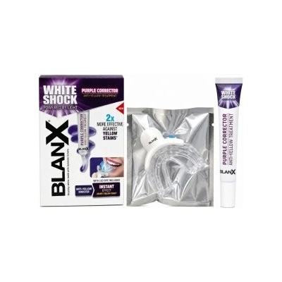 BlanX White Shock Purple Corrector sada na bělení zubů Anti-Yellow Treatment + LED 20 ml