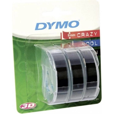 Páska Dymo 3D, 9mm černá, bílý tisk, 3m - 3ks