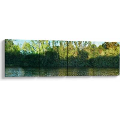Obraz - jezero, Čtyřdílný 160x40 cm