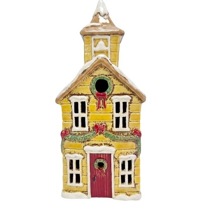 žiadna značka Keramický svietnik „Domček“ – vianočný kostolík, 28 cm