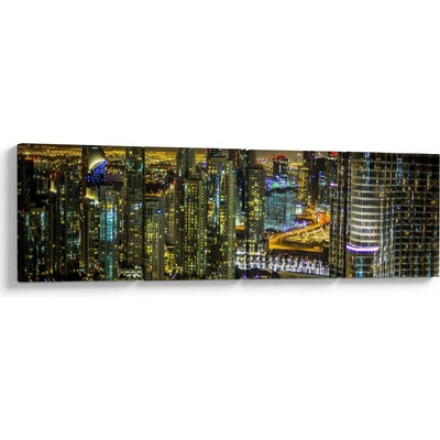 Obraz nočního města, Čtyřdílný 160x40 cm